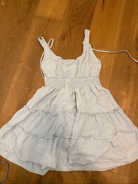 Hem & Thread White Tiered Mini Dress - small bleach stain.